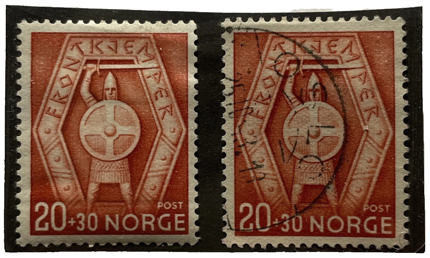 Handstamped Banderas, emblemas nacionales sellos de Noruega