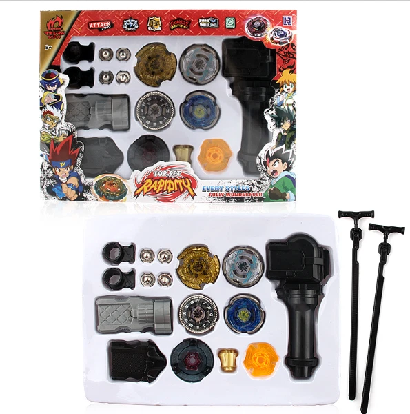 COFFRET - SET COMPLET 4 TOUPIE BEYBLADE - LANCEURS/GRIP/POINTES... JEU/JOUET - Photo 2/2