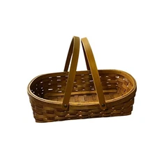 Woven Basket with Handles Rustic Farmhouse Cottagecore Decor Storage Organizer