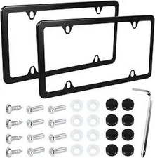 2-pack Stainless Steel License Plate Frame With 4 Holes Slim Cov Color Black