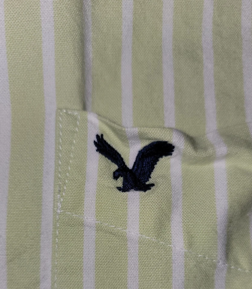 American Eagle Green &White The Eagle Oxford Mens 3XL Long Sleeve Vintage Fit - Image 3 of 4