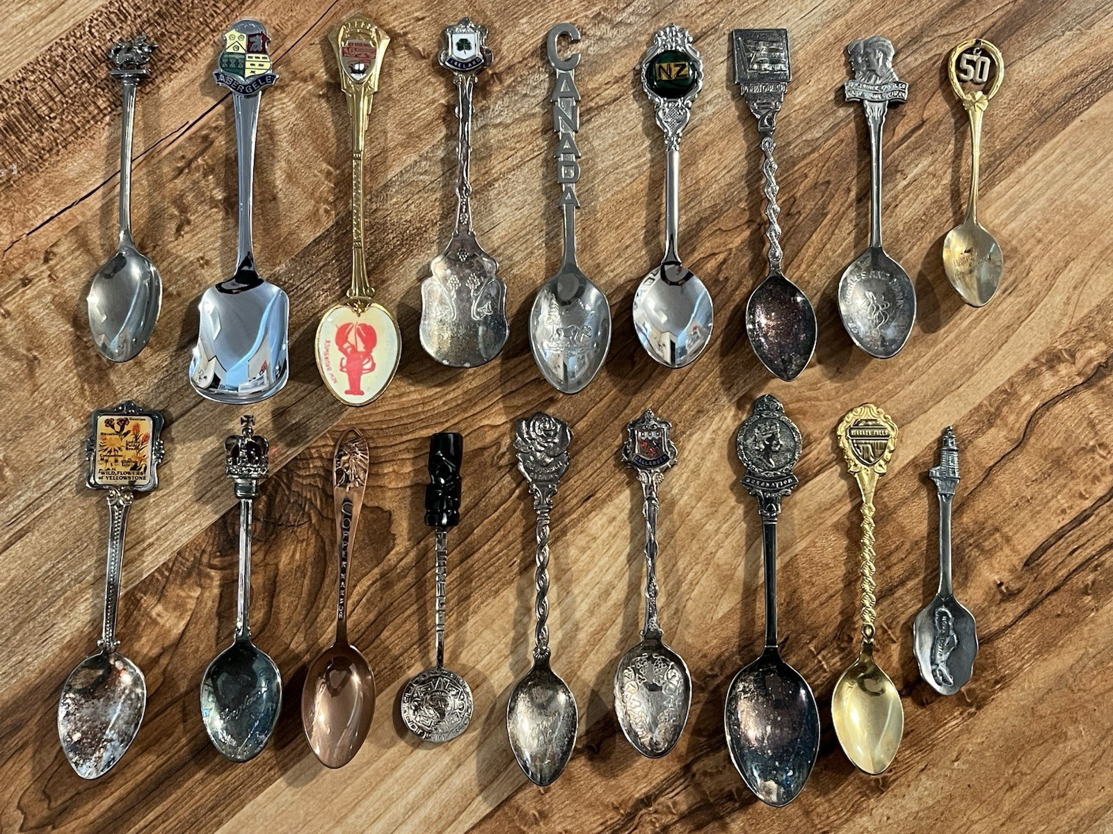 Souvenir Spoon Lot 18pc Queen Elizabeth Charles Diana Mexico Ireland Abergele