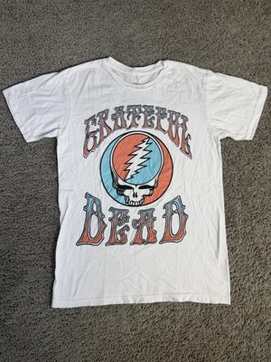 Grateful Dead Shirt Mens S White Steal Your Face Graphic Crew Neck Tee