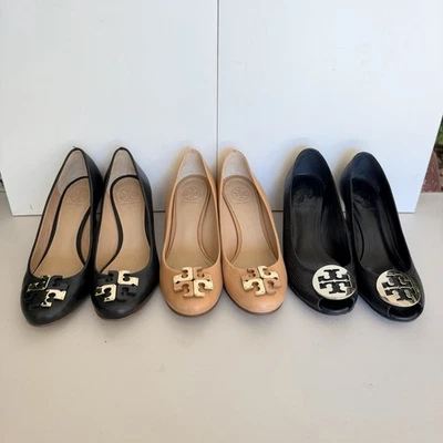 3 Pairs Tory Burch Chelsea Leather Wedge Heel with Logo Women’s Size 6.5 (US) - Image 1 of 4