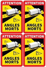 4x Angles Morts Blind Spot Stickers HGV Lorry Bus Motorhome Truck Vinyl Decals