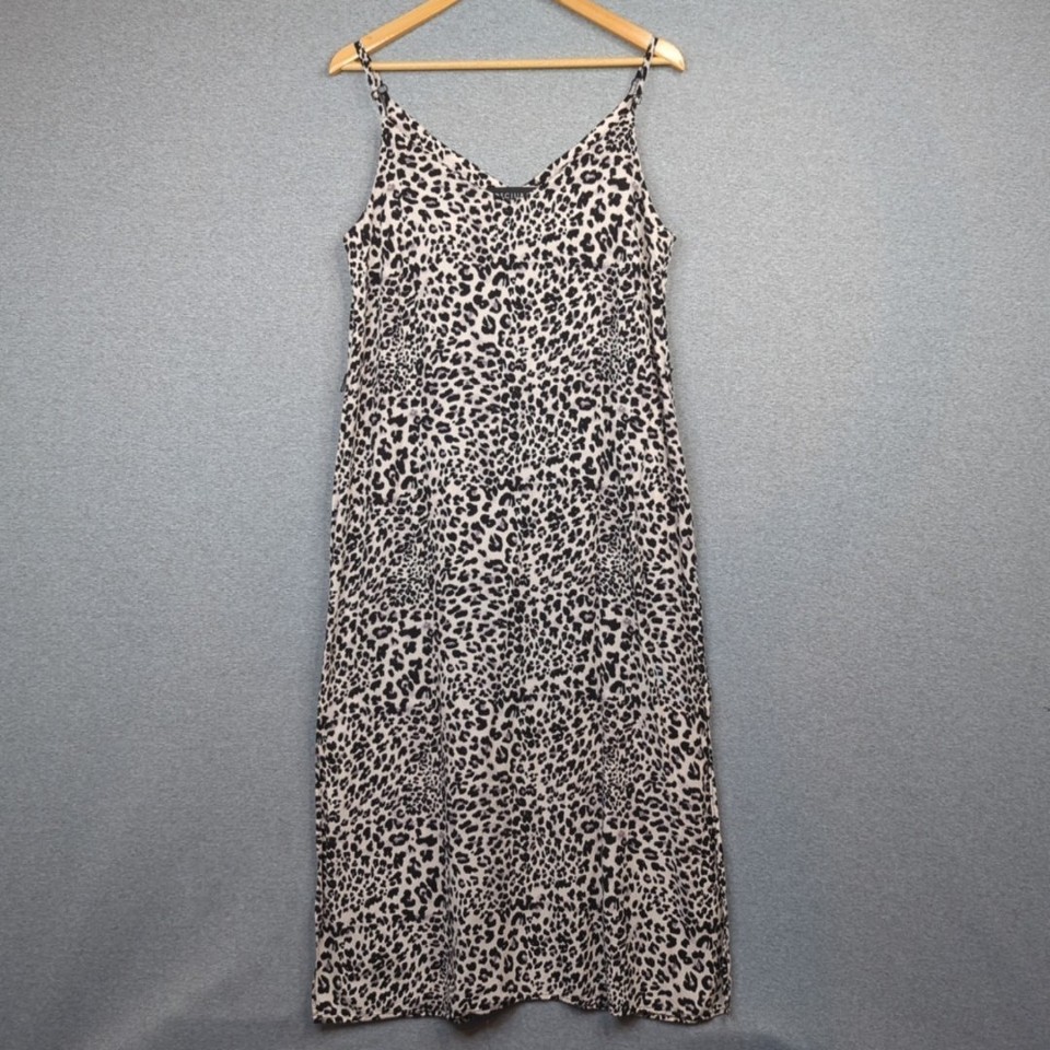 Decjuba Dress Womens M Beige Black Maxi Sundress Adjustable Straps Ladies Summer