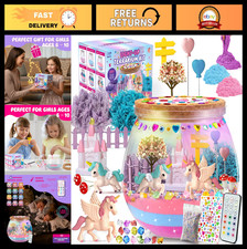 Unicorn Terrarium Craft Kit for Kids - LED Night Light DIY Toys, Fun Gift for Ag