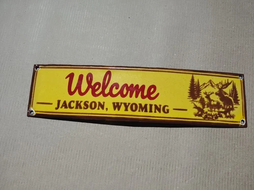 Porcelain Wyoming Park Enamel Sign Size 12" x 3" Inches