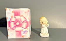 1996 Enesco Precious Moments August Birthday Angel With Birthstone and Halo 4”