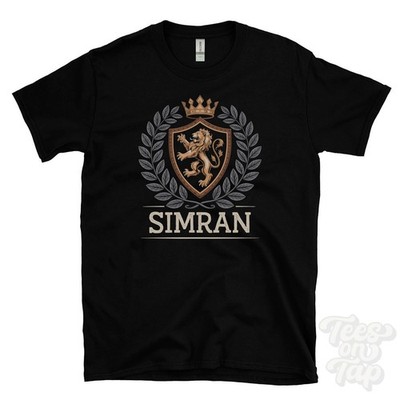 SIMRAN FANTASY COAT OF ARMS T-SHIRT novelty parody family name crest