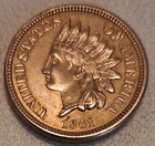 1861 Indian Head Cent BU With 4 DIAMONDS & FULL LIBERTY  🔑 Date Cent