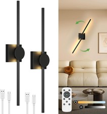 Battery Operated Wall Sconce Set of 2, 360 Wireless Rechargeable Wall Lights