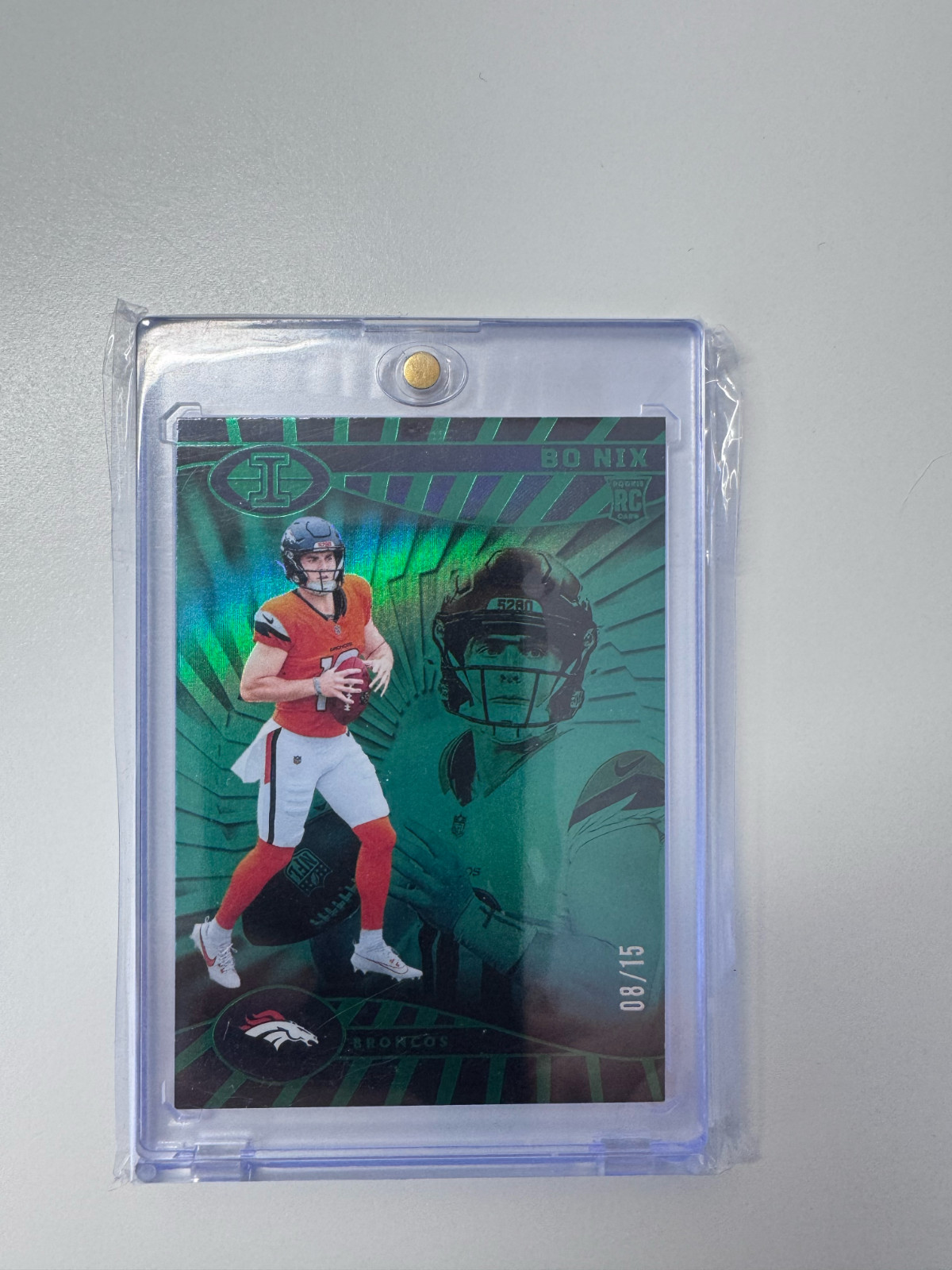 2024 Panini Illusions - Bo Nix #22 Trophy Collection Green /15 (RC)