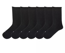 K BELL Women's Modal Roll Top Crew Socks, 5.5-10 Shoe Size, 6 Pairs Black NWT