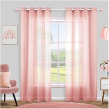Pink Sheer Curtains 84" Bedroom Girls Room Living Room Decor
