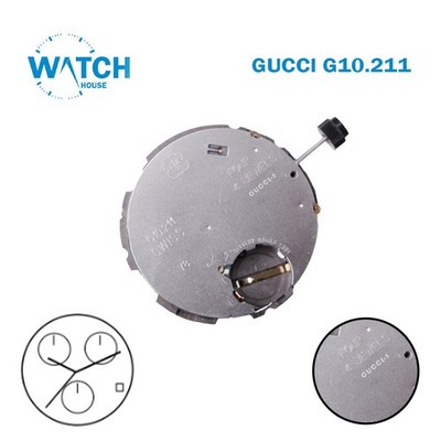 ETA G10.211 Gucci-1-Swiss Quartz Movement-Black Date Disk at 4-3 Hands.