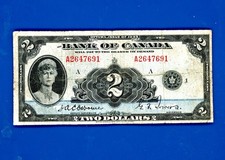 Bank Of Canada 1935 $2 Two Dollar Banknote Osborne Towers read discription