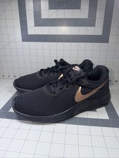 Nike Tanjun Women Running Sneakers Black Rose Bronze Gold Metallic Size 8