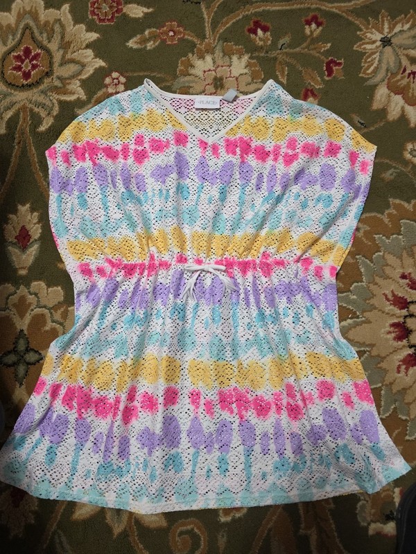 Girls Sz 10-12  Rainbow Colored Swimsuit Cover Up