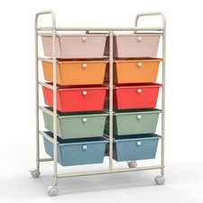 10-Drawer Rolling Utility Cart Kitchen Organizer Storage Trolley w/ Wheel