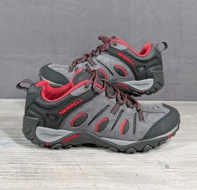Merrell Womens 7.5 Gray Red Crosslander Vent Hiking Trail Shoes Air Cushion Low