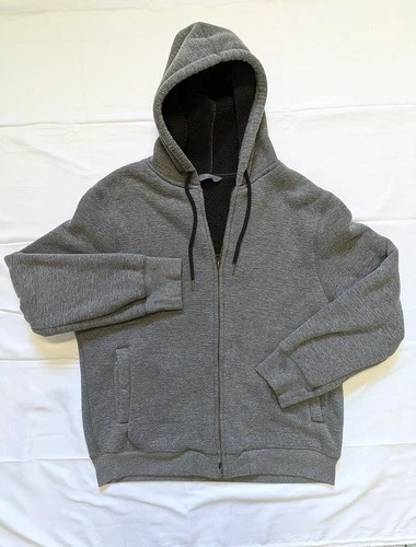 Member's Mark Sherpa Lined Full Zip Hoodie Men's L Grey Flannel Warm Jacket - product listing photo