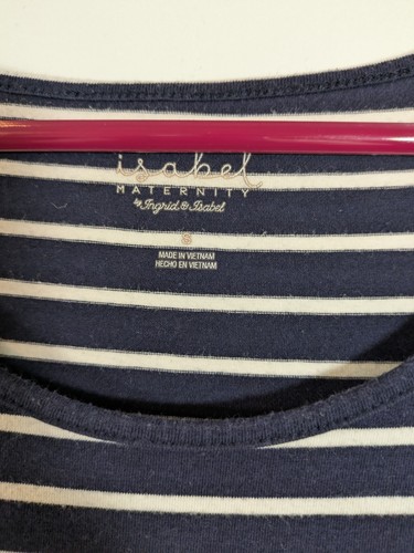 Womens Maternity T-Shirt Dress Navy Blue and White Striped Size S - Picture 3 of 3