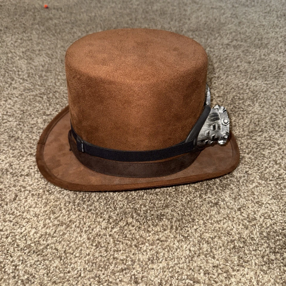 Sombrero de copa Steampunk marrón con banda y gafas extraíbles cosplay aprox 21,5"" Foto 4 de 4