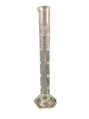 PYREX Glass 50mL White Double Metric Class A TD Graduated Cylinder 3023-50