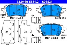 ATE Bremsbelagsatz Scheibenbremse 13.0460-5531.2 für TOYOTA COROLLA HR YARIS 4WD