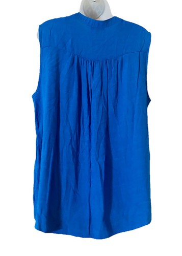 Cocomo Woman Plus 2X Sleeveless Pintuck Pleated Blue Blouse Top Stretch Tunic - Picture 2 of 7