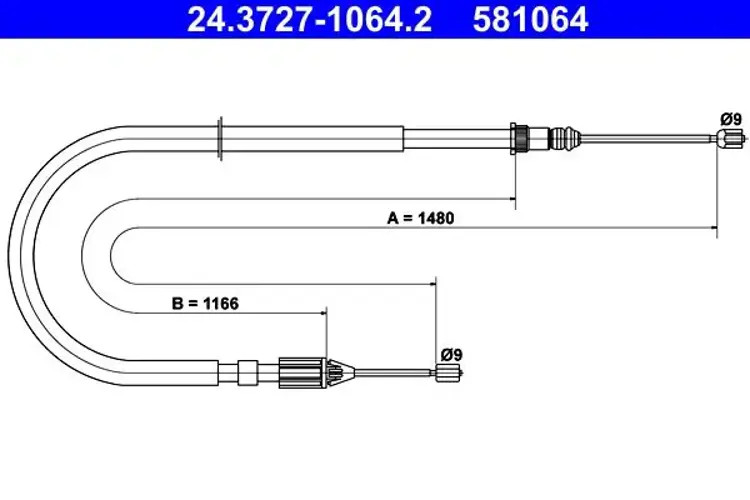 Handbrake cable 24.3727-1064.2 ATE for RENAULT MEGANE I Grandtour