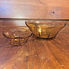Vintage Anchor Hocking Honey Gold Chip and Dip Set