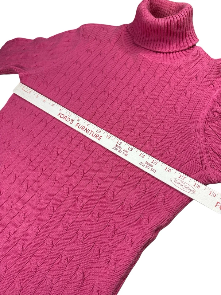 Suéter Vintage Polo Jeans Co Ralph Lauren Rosa Tejido con Cable Cuello Alto Grande Y2K Foto 4 de 4