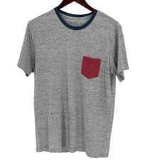Grey heather tee with blue collar red pocket men’s large