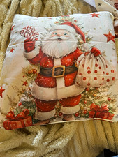 Christmas Square Cushion Cover Multicolour Santa Claus Snowman Reindeer