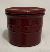 Longaberger Pottery Paprika Woven Traditions 1 Pt Salt Crock & Lid Made in USA