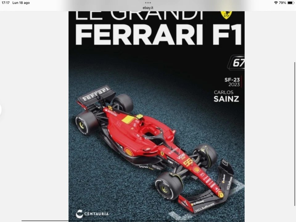 FERRARI SF-23 CARLOS SAINZ GP ITALIA 2023 1/24. DIE CAST nuova in teca - Immagine 2 di 4