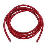 4Mm Rundes Geflochtenes Lederband Zum Basteln Und Schmuckmachen,Rot (1,1 Yards)