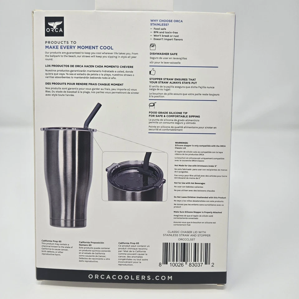 Tapón de paja de acero inoxidable con tapa ORCA Chaser de 27 oz - solo se adapta a Chaser de 27 oz. Foto 3 de 3