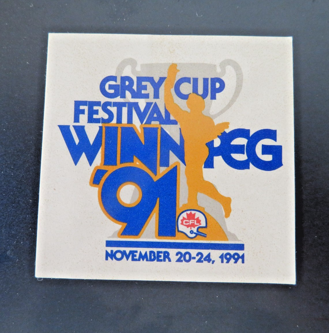 NEW UNUSED 2" DECAL ~   1991 CFL GREY CUP FESTIVAL ~ WINNIPEG '91 ~ 1991
