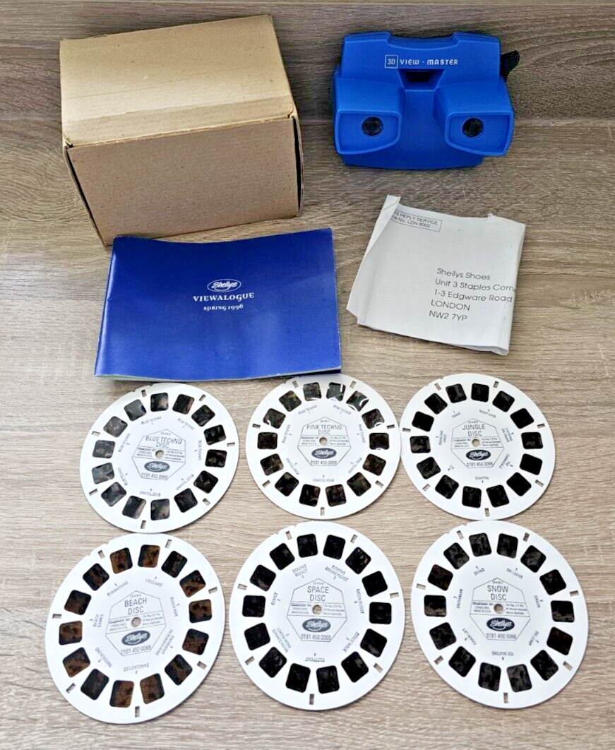 VINTAGE VIEWMASTER BLUE MODEL J VIEWER REELS SHELLYS SHOES