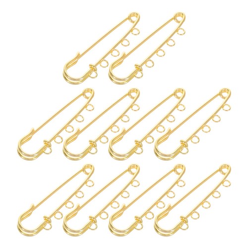 10 Pcs Gold 5-Loch-Sicherheitsnadel Dekorationen Mit Nadeln Baby