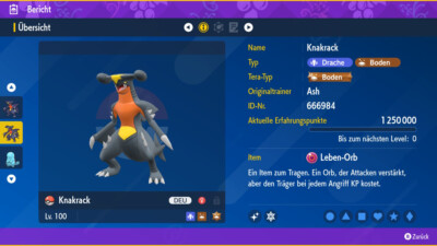 Wasser Tera Raid Killer Shiny Knakrack 6IV | Pokemon Karmesin / Purpur / Violet