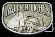 Raleigh Lights Cigarettes Tobacco Semi Truck Trucker Vintage Belt Buckle