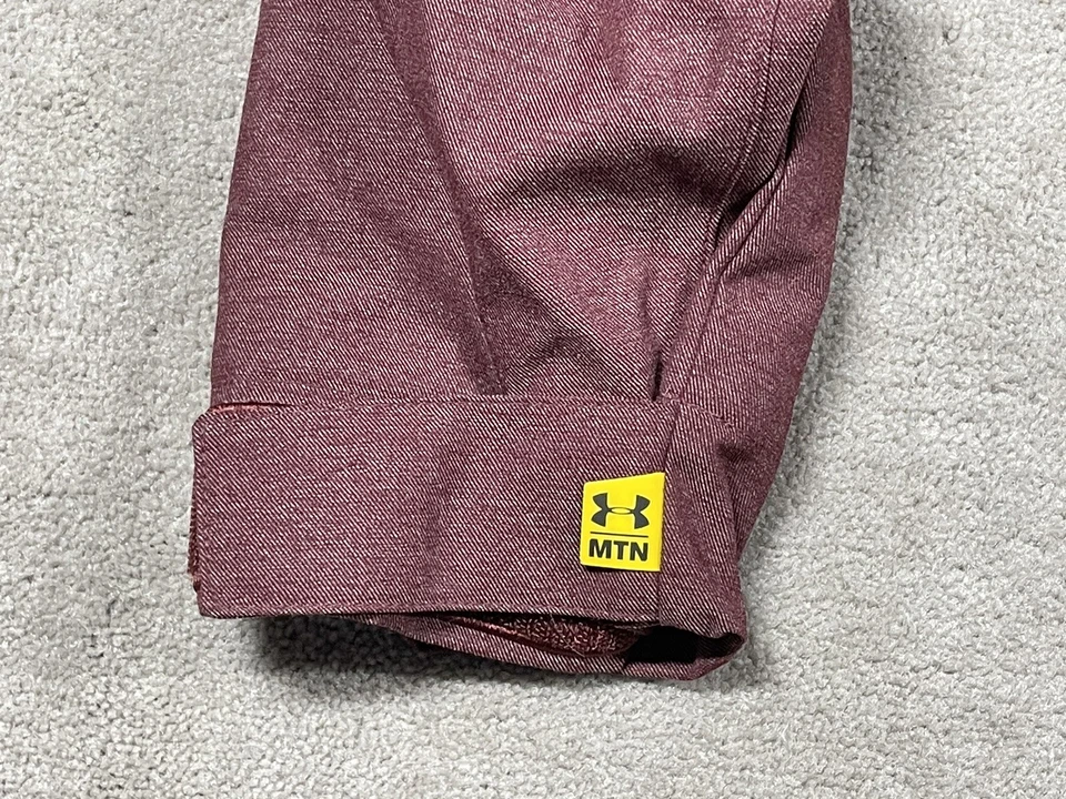Under Armour Jacket Mens Large Burgundy Snap Zip Mountain MTN Hood Coat L - Image 4 of 4