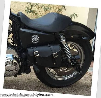 Sacoche latérale en Cuir - Simple { Harley Sportster 883 /1200, Iron , Forty } - Photo 1/4