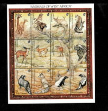 Gambia 1993 - Animals of Africa - Sheet of 12 Stamps - Scott #1358 - MNH