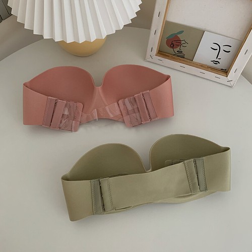 Women Strapless Bra Bandeau Bra Push Up Removable Pad Crop Tube Top Seamless Bra - Picture 12 of 48