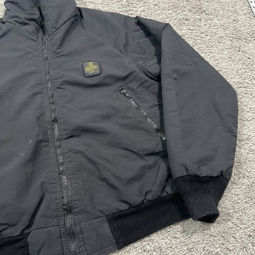 RefrigiWear Bomber Jacket Mens Medium Insulated WorkWear Fleece Collar Black Zip - Picture 5 of 13